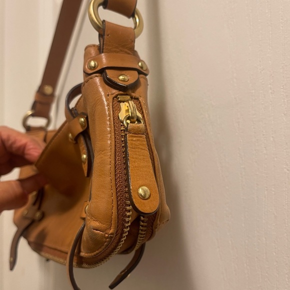 Dkny Leather Light Brown Handbag Zip Up with gold locks for kays - Picture 13 of 16